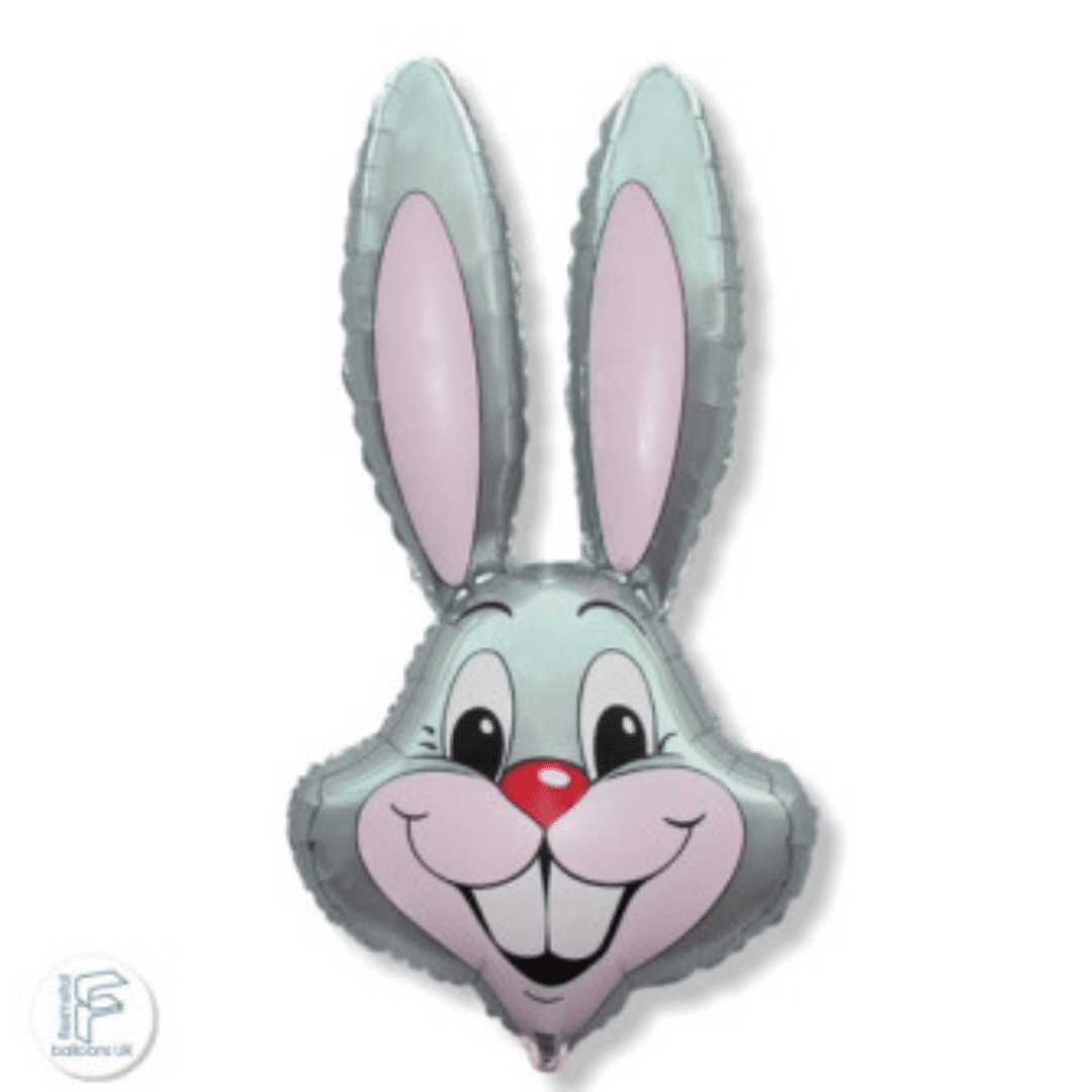 Fleximetal 35 inch Grey Bunny Rabbit Head Shape Foil Balloon